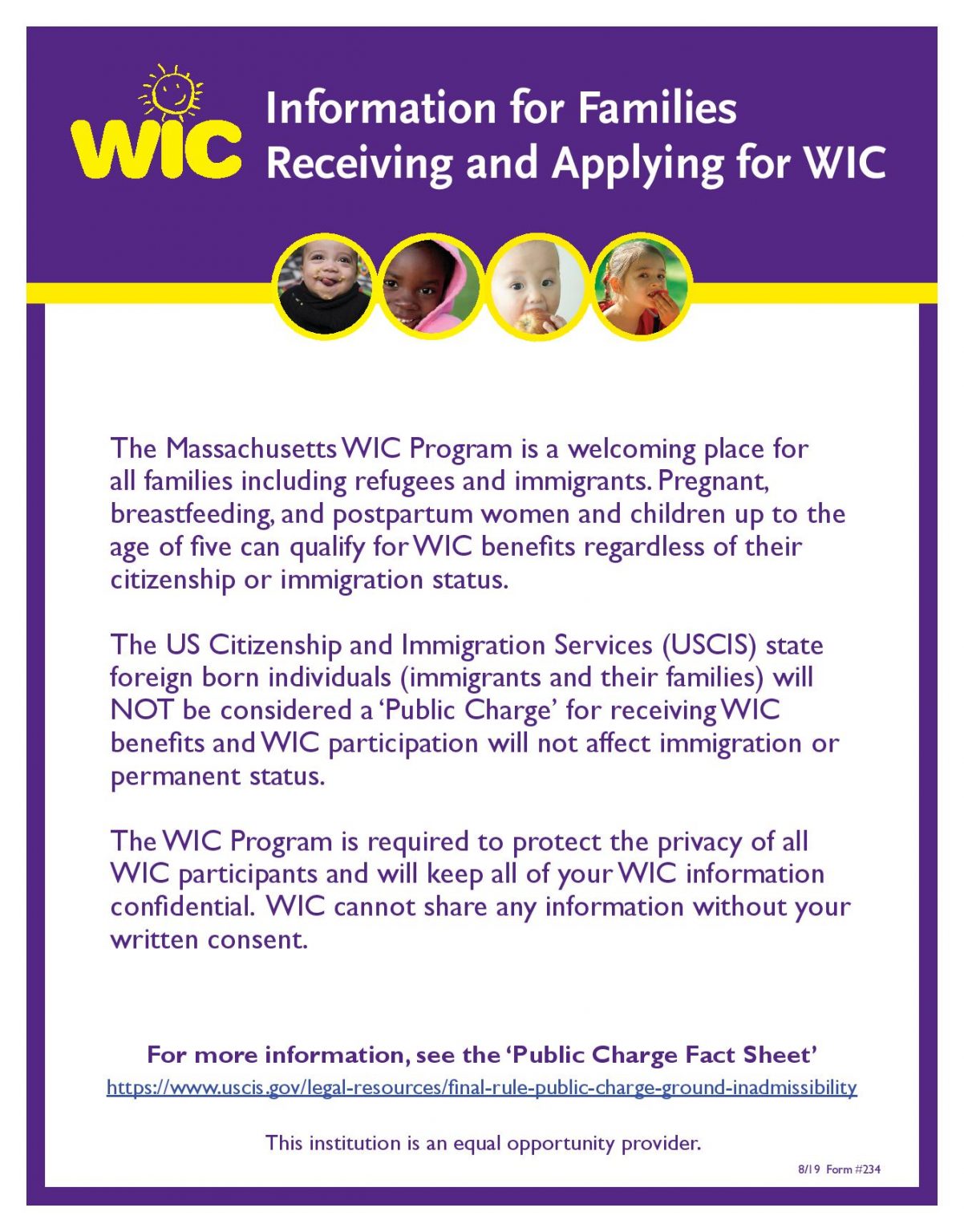 Information for Families Receiving and Applying for WIC / Información